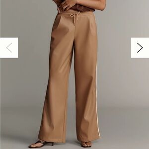 Anthropologie Tan Faux Leather Track Pants